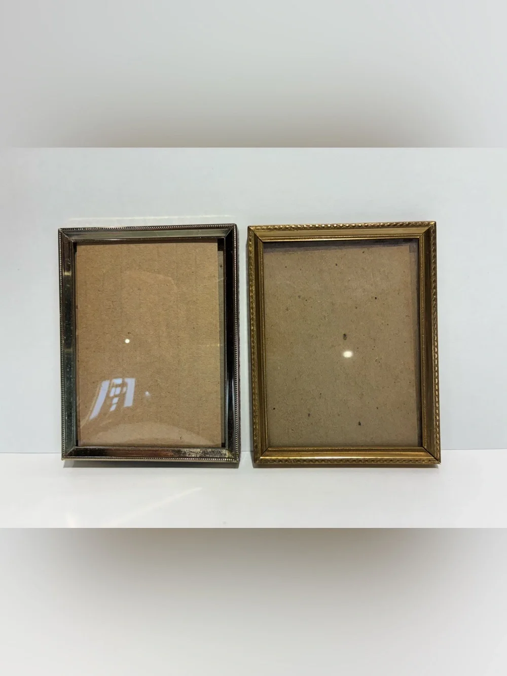 Set of 2 Vintage Style Metal Photo Frames Gold & Silver Ornate 3x4